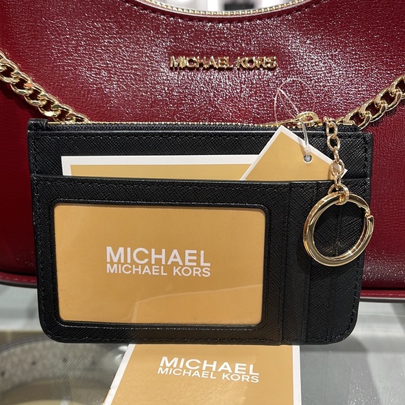 MICHAEL KORS SMALL TOP ZIP COINPOUCH WITH ID CARD CASE WALLET 
COLOR: BLACK 
NWT - Picture 6 of 16